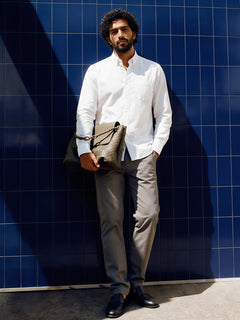 Men's 100% Cotton Regular Fit Collared Shirt White
