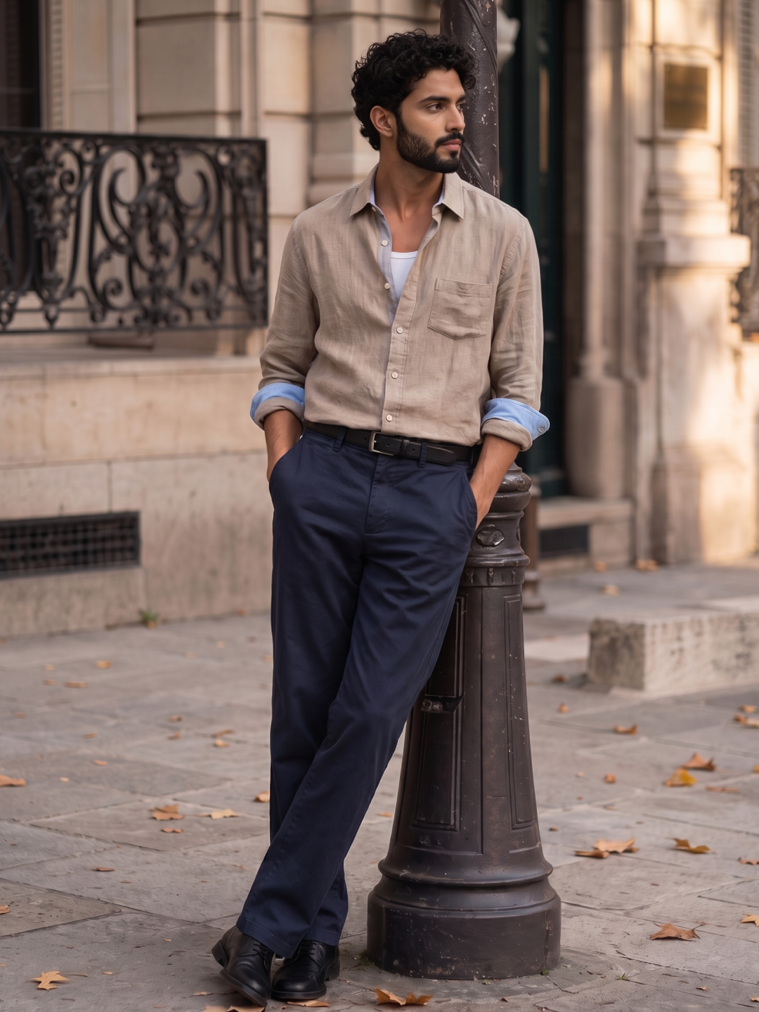 Men's 100% Cotton Regular Fit Shirt Sand