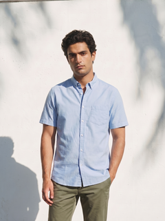 Men’s Cotton Regular Fit Oxford Half Sleeve Shirt Sky