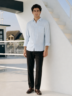 Men's Sky 100% Linen Regular Fit Shirt