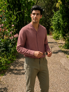 Men's Red Tencel Linen Regular Fit Shirt