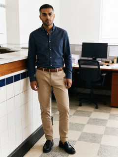 Men's Navy Oxford 100% Cotton Regular Fit Shirt