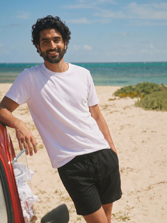Men's Black Cotton Linen Regular Fit Shorts