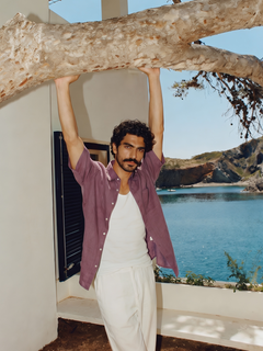 Men's Grape 100% Linen Regular Fit Shirt