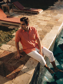 Men's Brick 100% Linen Regular Fit Shirt
