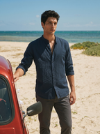 Men's Navy 100% Cotton Regular Fit Shirt