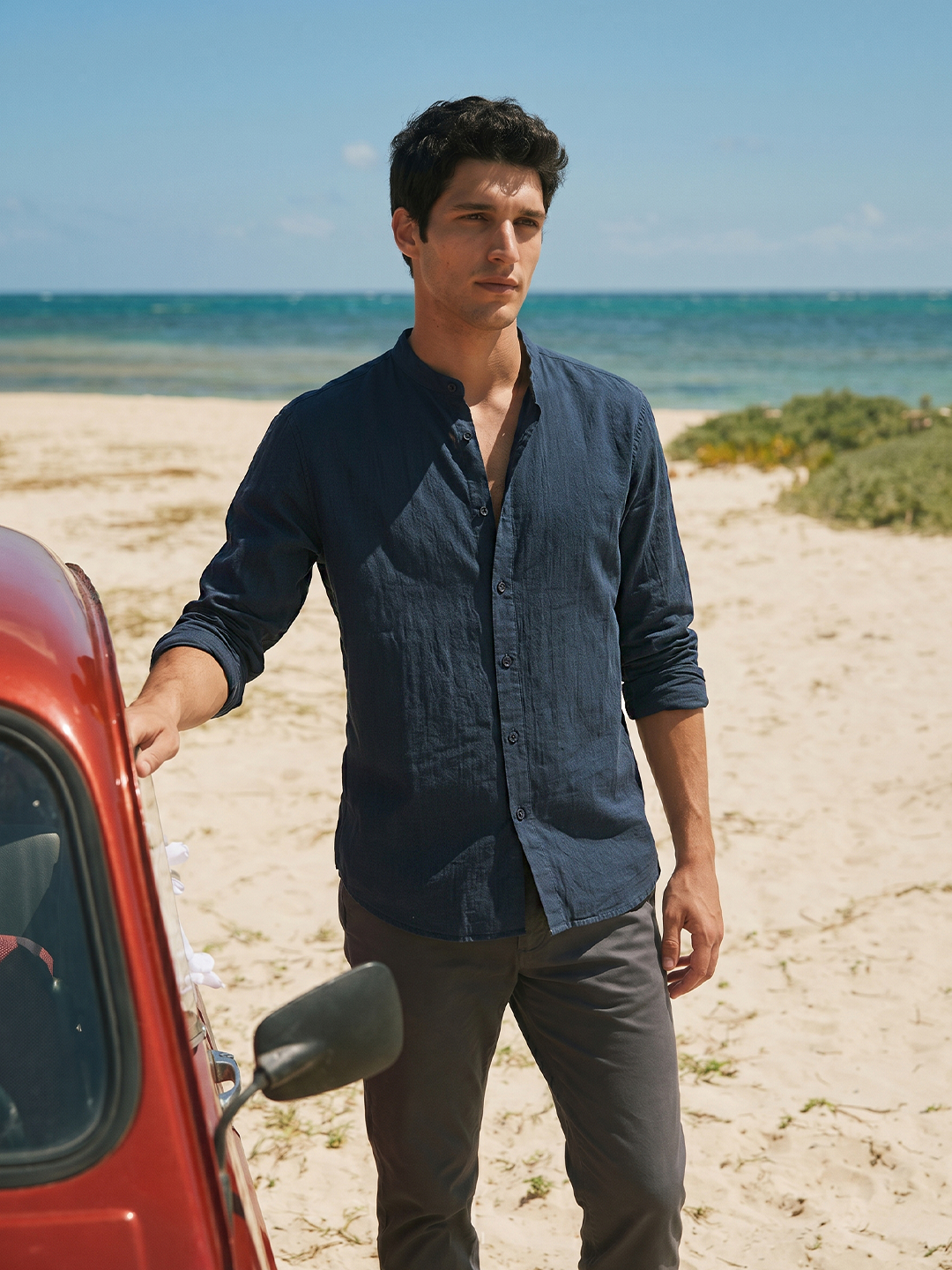 Men's Navy 100% Cotton Regular Fit Shirt