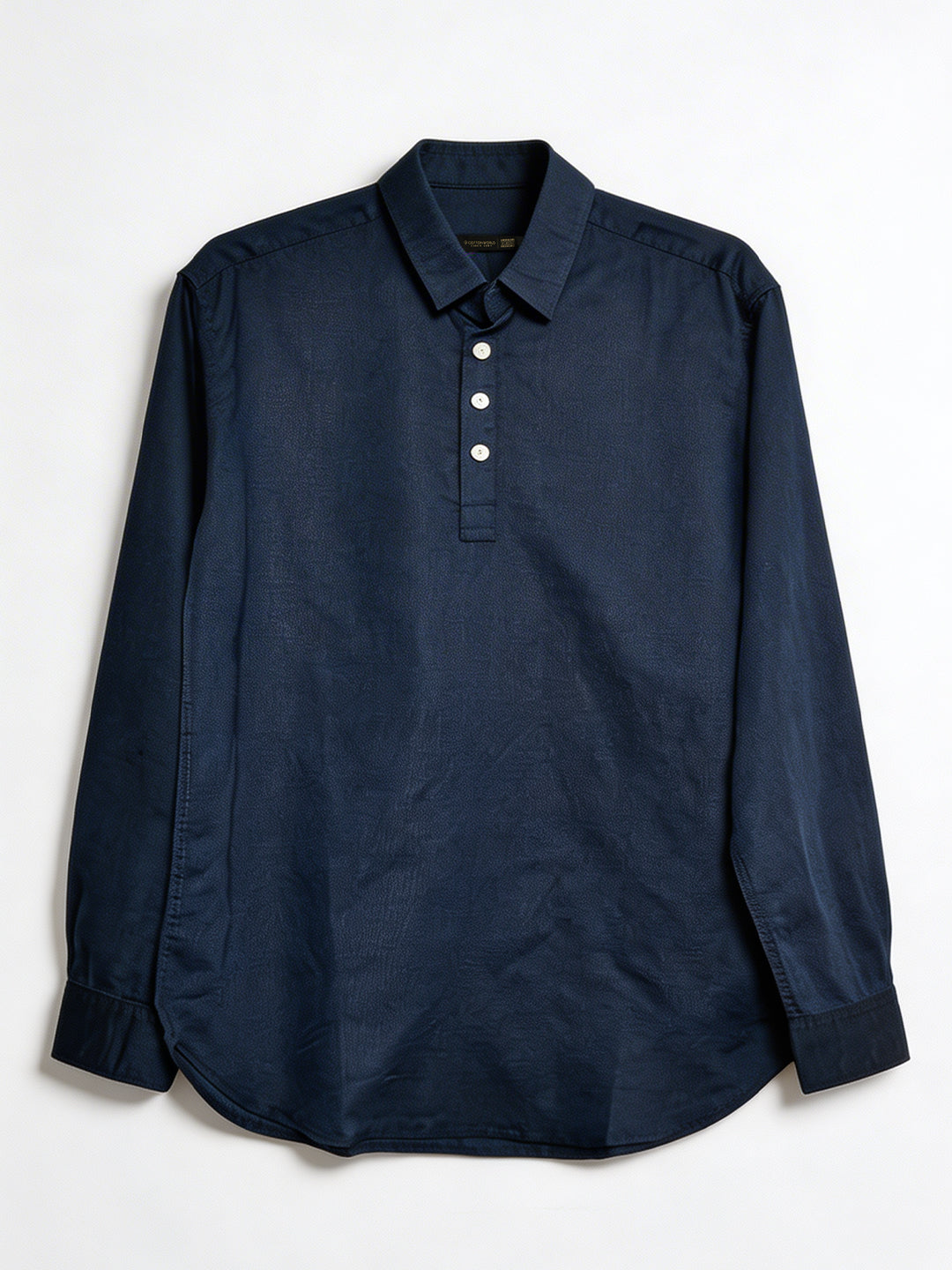 Men's Navy Linen Cotton Regular Fit Shirt