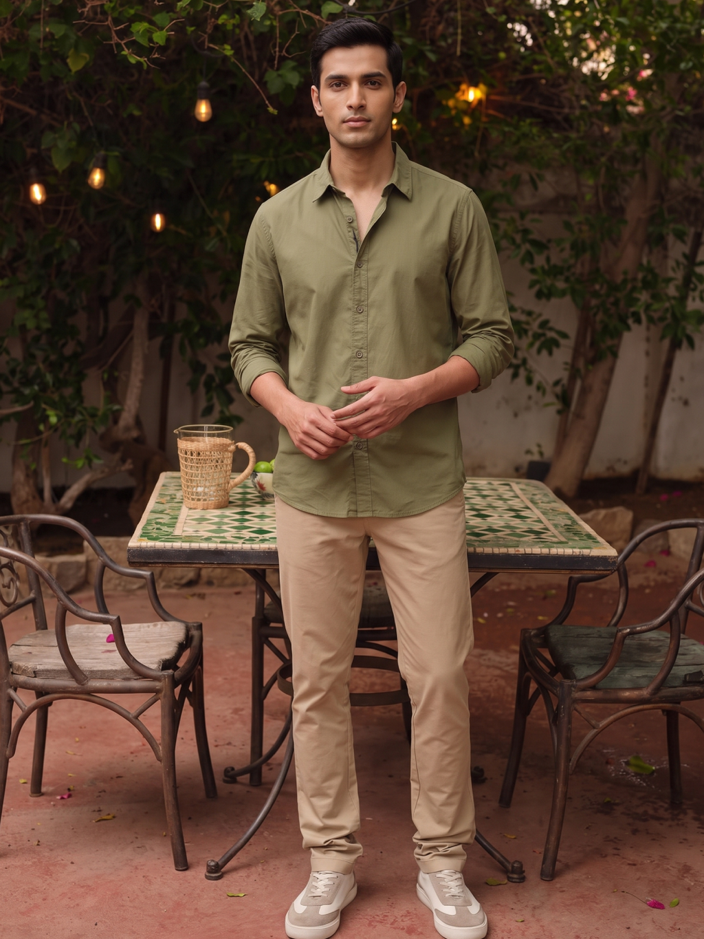 Men's 100% Cotton Regular Fit Shirt Olive
