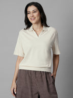Women's Natural Cotton Elastane Regular Fit Tshirt
