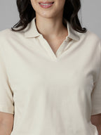 Women's Natural Cotton Elastane Regular Fit Tshirt