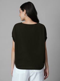 Women's Brown 100% Organic Cotton Regular Fit Tshirt