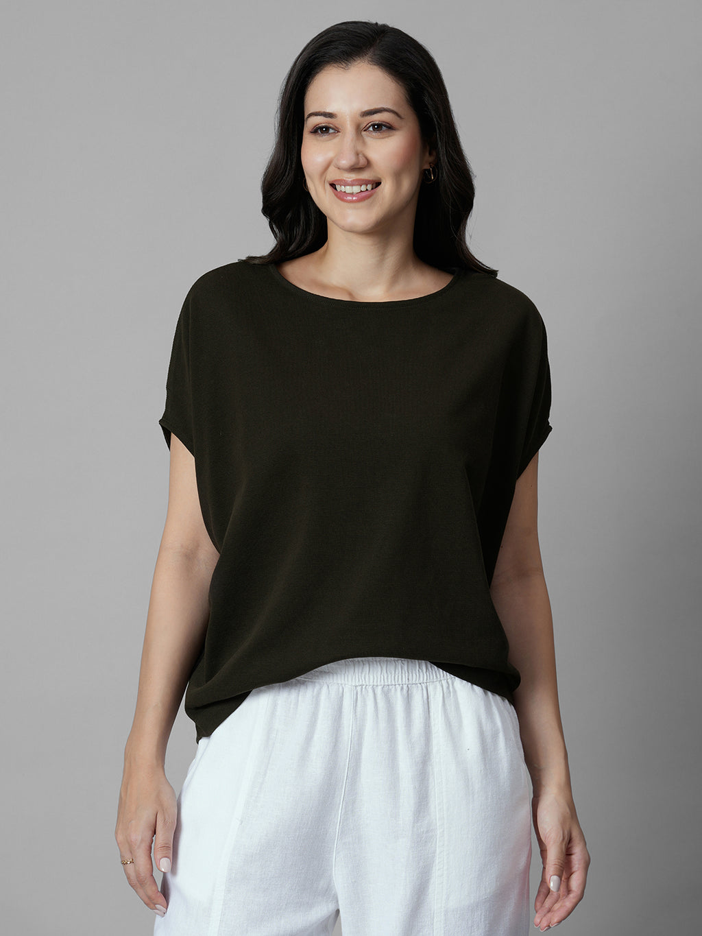 Women's Brown 100% Organic Cotton Regular Fit Tshirt