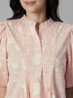 Women's Peach 100% Cotton Regular Fit Blouse