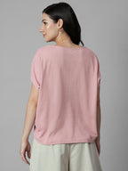 Women's Pink 100% Organic Cotton Regular Fit Tshirt