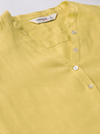 Women's Yellow 100% Linen Regular Fit Blouse