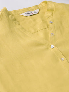 Women's Yellow 100% Linen Regular Fit Blouse