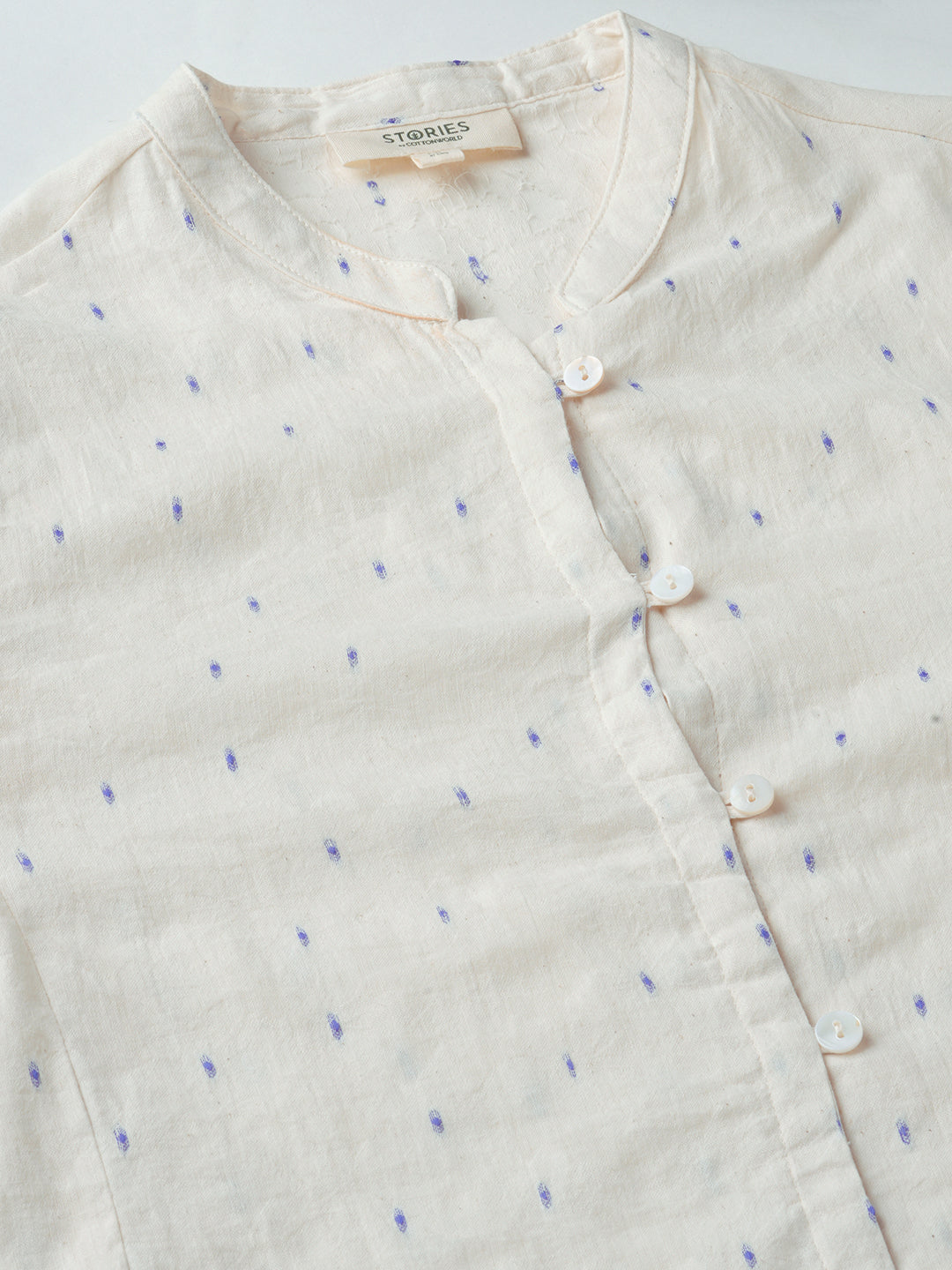 Women's Offwhite Cotton /Polyester Regular Fit Blouse