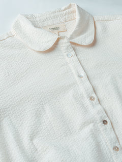 Women's Offwhite 100% Cotton Regular Fit Blouse