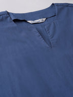 Women's Blue Cotton Lycra Regular Fit Dress