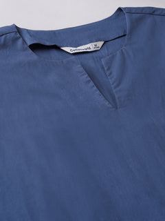 Women's Blue Cotton Lycra Regular Fit Dress