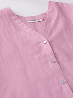 Women's Pink 100% Linen Regular Fit Blouse