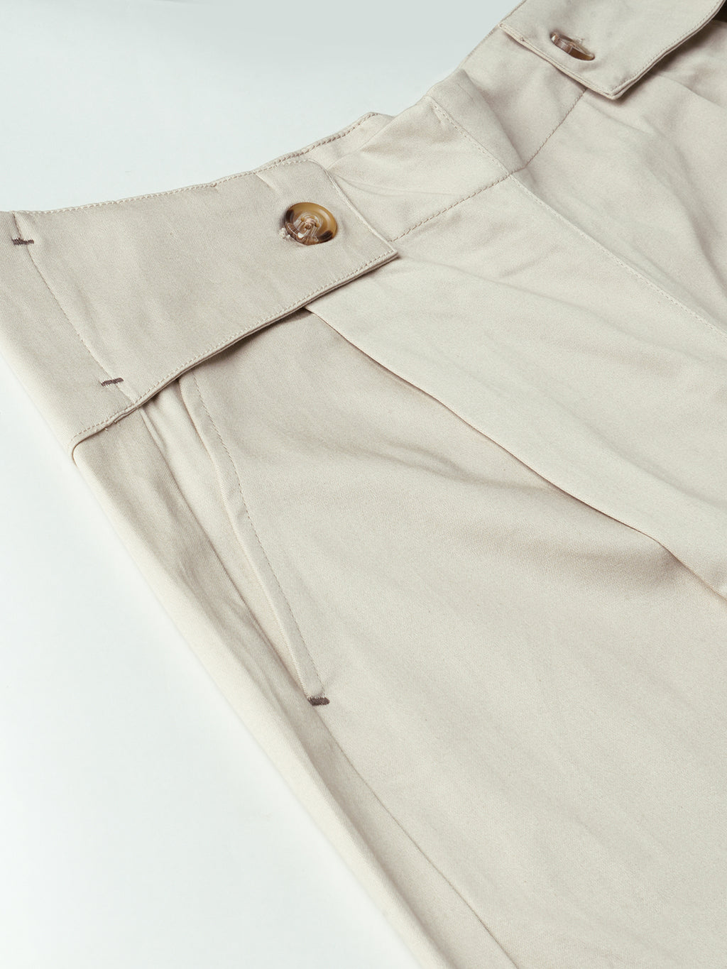 Women's Beige Cotton Lycra Regular Fit Pant