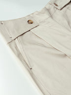 Women's Beige Cotton Lycra Regular Fit Pant