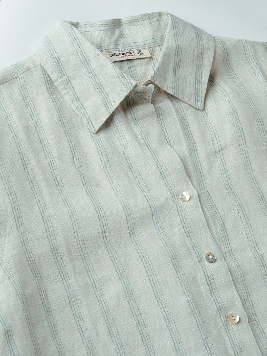 Women's Green 100% Linen Boxy Fit Blouse