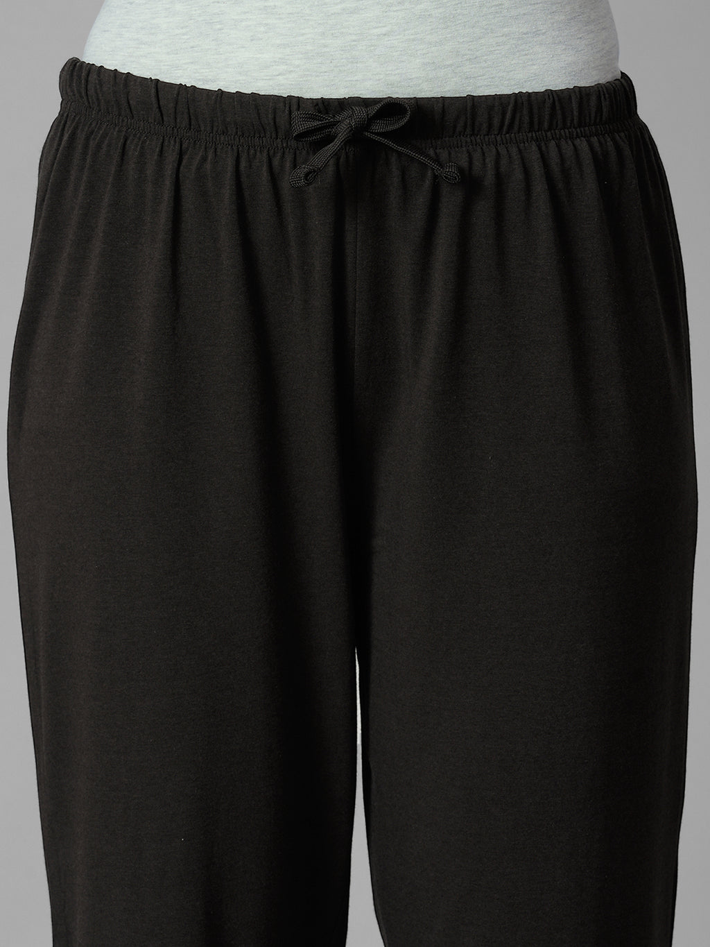 Women's Brown Cotton Bamboo Elastane Regular Fit Knit Pant