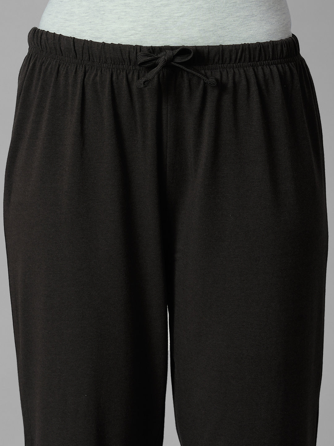 Women's Brown Cotton Bamboo Elastane Regular Fit Knit Pant