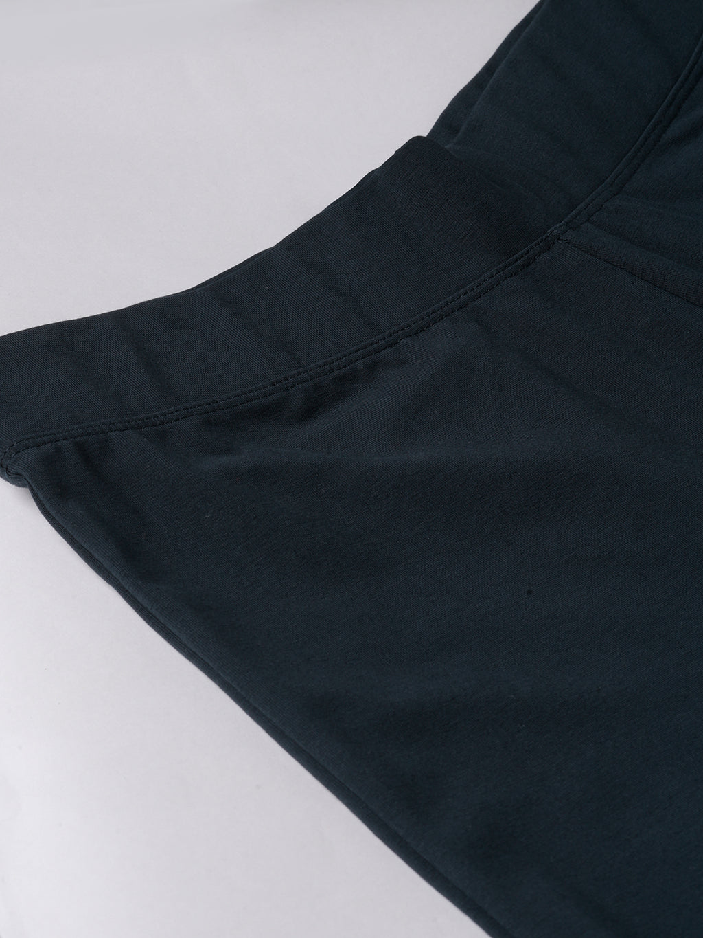 Women's Navy Cotton Elastane Regular Fit Knit Pant