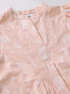Women's Peach 100% Cotton Regular Fit Blouse