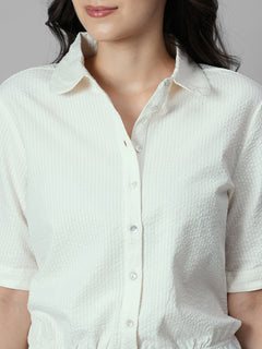 Women's Offwhite 100% Cotton Regular Fit Blouse