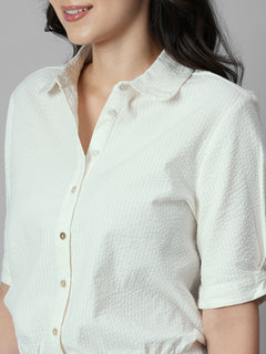 Women's Offwhite 100% Cotton Regular Fit Blouse