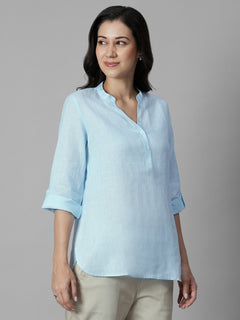 Women's Sky 100% Linen Regular Fit Blouse