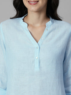 Women's Sky 100% Linen Regular Fit Blouse