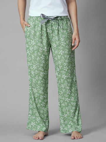 Women's Green 100% Viscose Regular Fit Pyjama