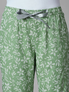 Women's Green 100% Viscose Regular Fit Pyjama