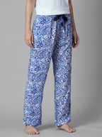 Women's Blue 100% Viscose Regular Fit Pyjama