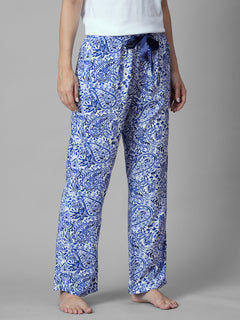 Women's Blue 100% Viscose Regular Fit Pyjama