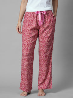 Women's Pink 100% Viscose Regular Fit Pyjama