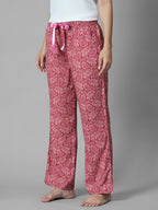 Women's Pink 100% Viscose Regular Fit Pyjama