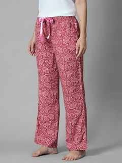 Women's Pink 100% Viscose Regular Fit Pyjama
