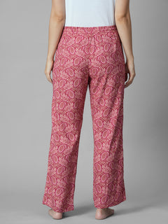 Women's Pink 100% Viscose Regular Fit Pyjama