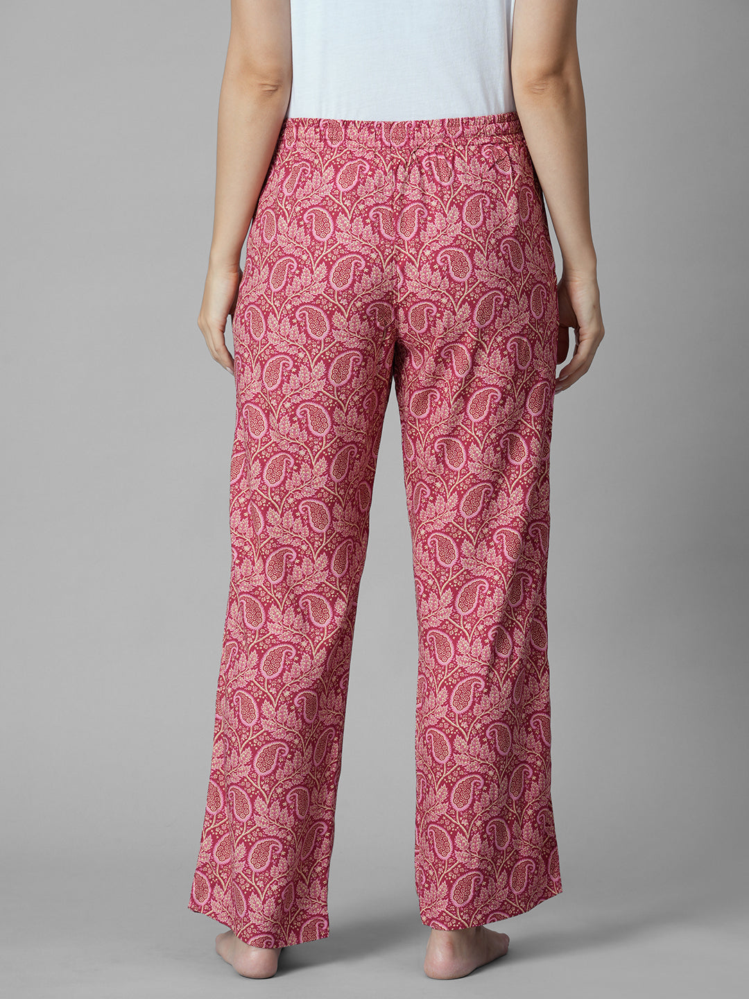 Women's Pink 100% Viscose Regular Fit Pyjama