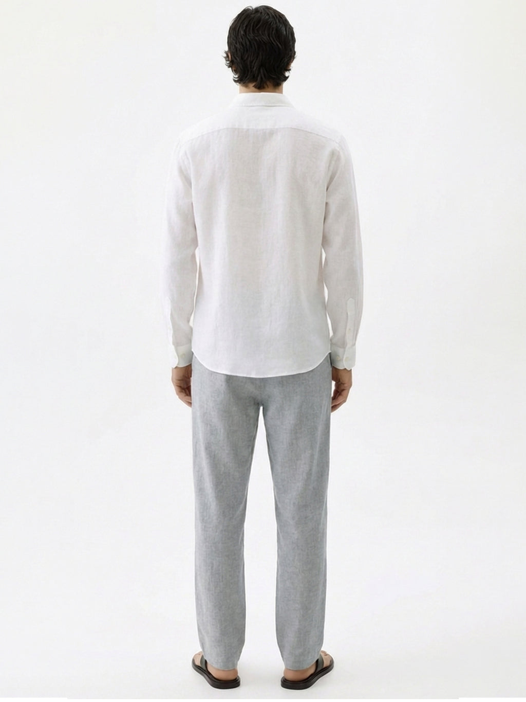 Men's White 100% Linen Regular Fit Shirt