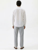 Men's White 100% Linen Regular Fit Shirt