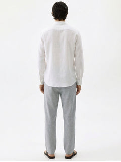 Men’s Linen Regular Fit Collared Shirt White