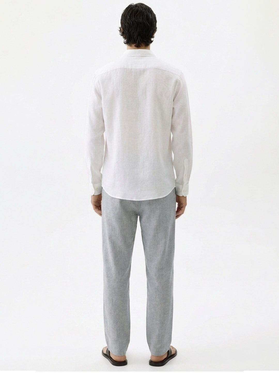 Men's White 100% Linen Regular Fit Shirt